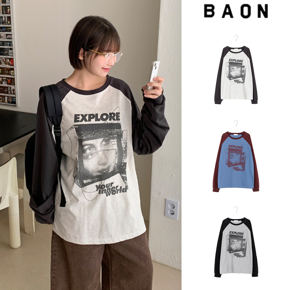 【BAON】[unisex] Syuno printing color raglan over L/S T