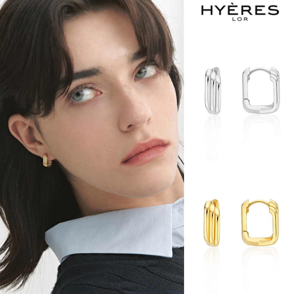 【HYERES LOR】24FW★ Triple Silver Square Slide Earrings