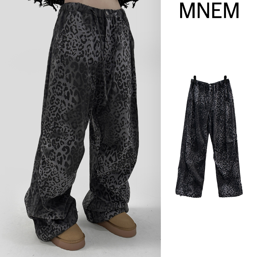 【mnem】Hardil Leopard Pintuck Pants