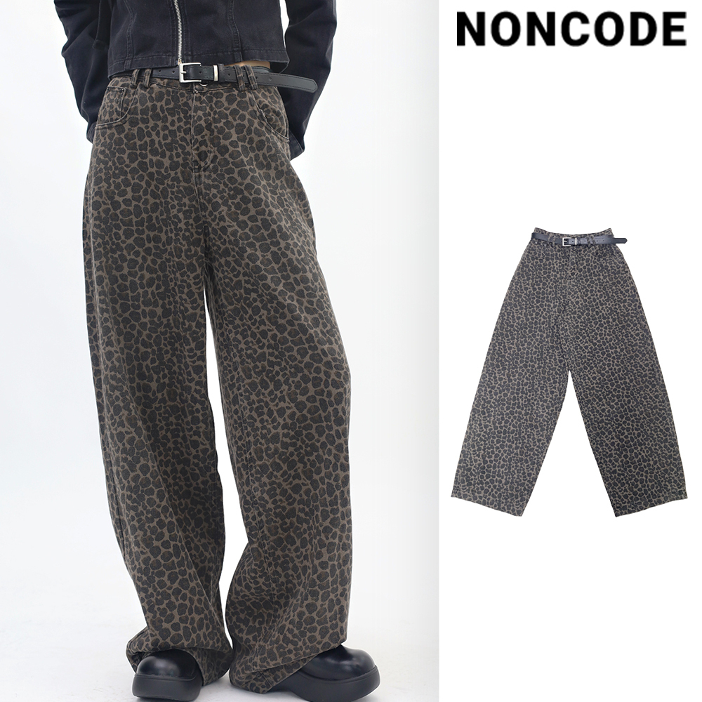 【NONCODE】Linoa Leopard Pattern Wide Pants (belt Set)