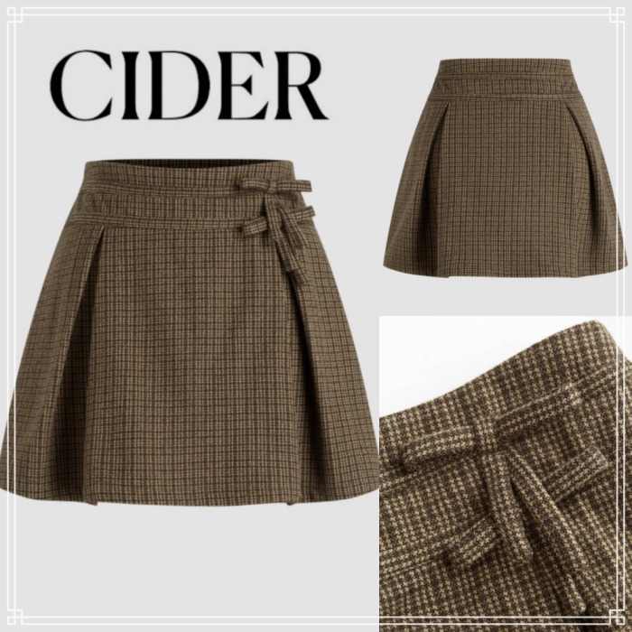 【Cider】ギンガム柄 ジャカード プリーツ ミニ スカート
