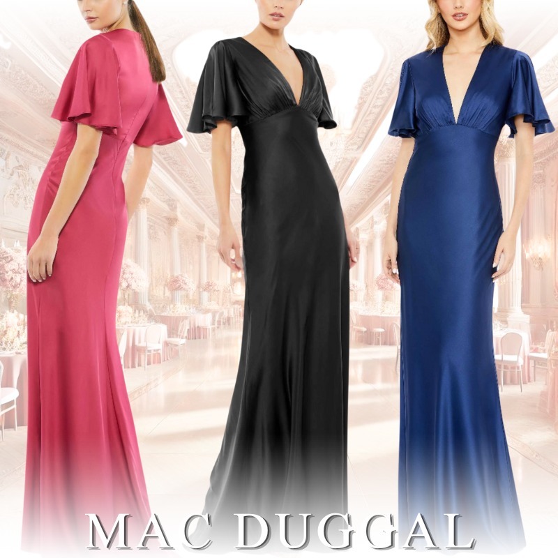【送料関税込】MAC DUGGAL Vネック トランペットドレス