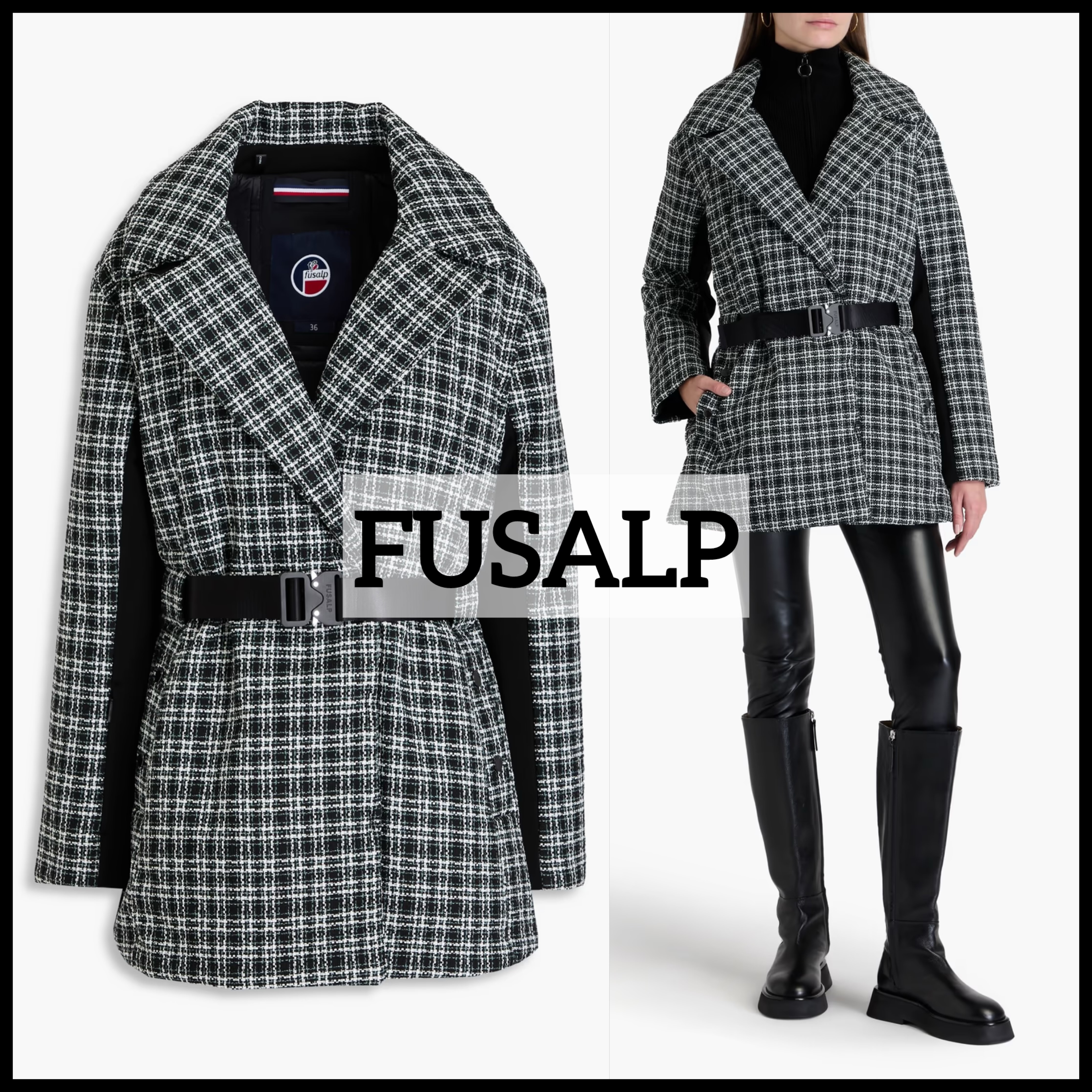 ☆セール中☆【FUSALP】 ツイードジャケット ベルト付き