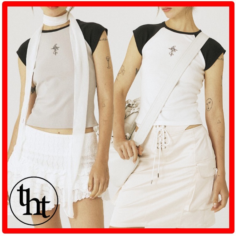 ☆韓国の人気☆【THREETIMES】☆Heart cross tee☆Tシャ.ツ☆