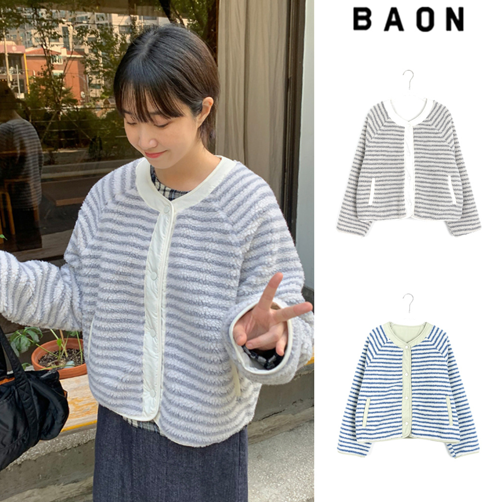【BAON】Deimi stripe fleece crop jumper