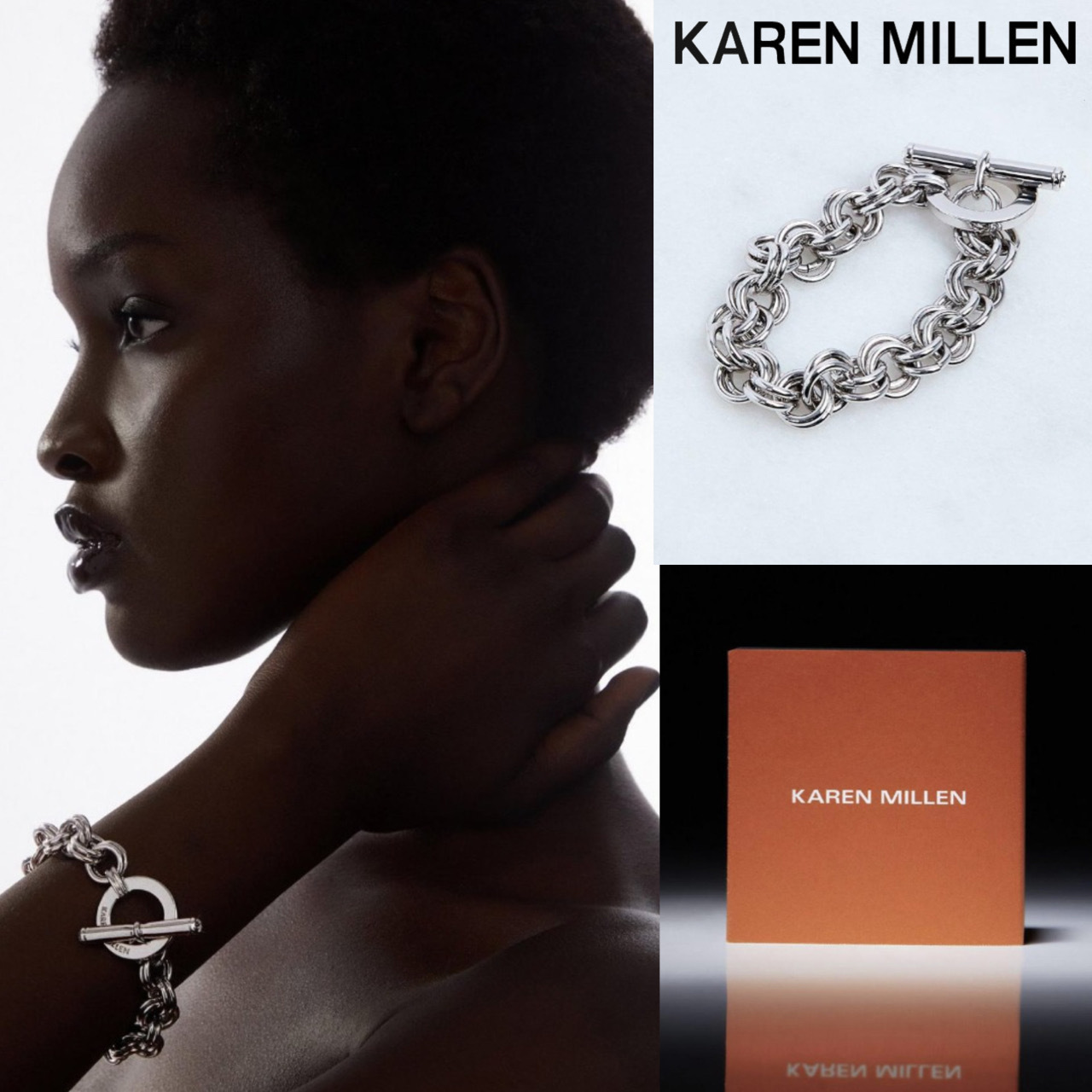 【KAREN MILLEN】クリスタル T バー チェーン ブレス 関税込