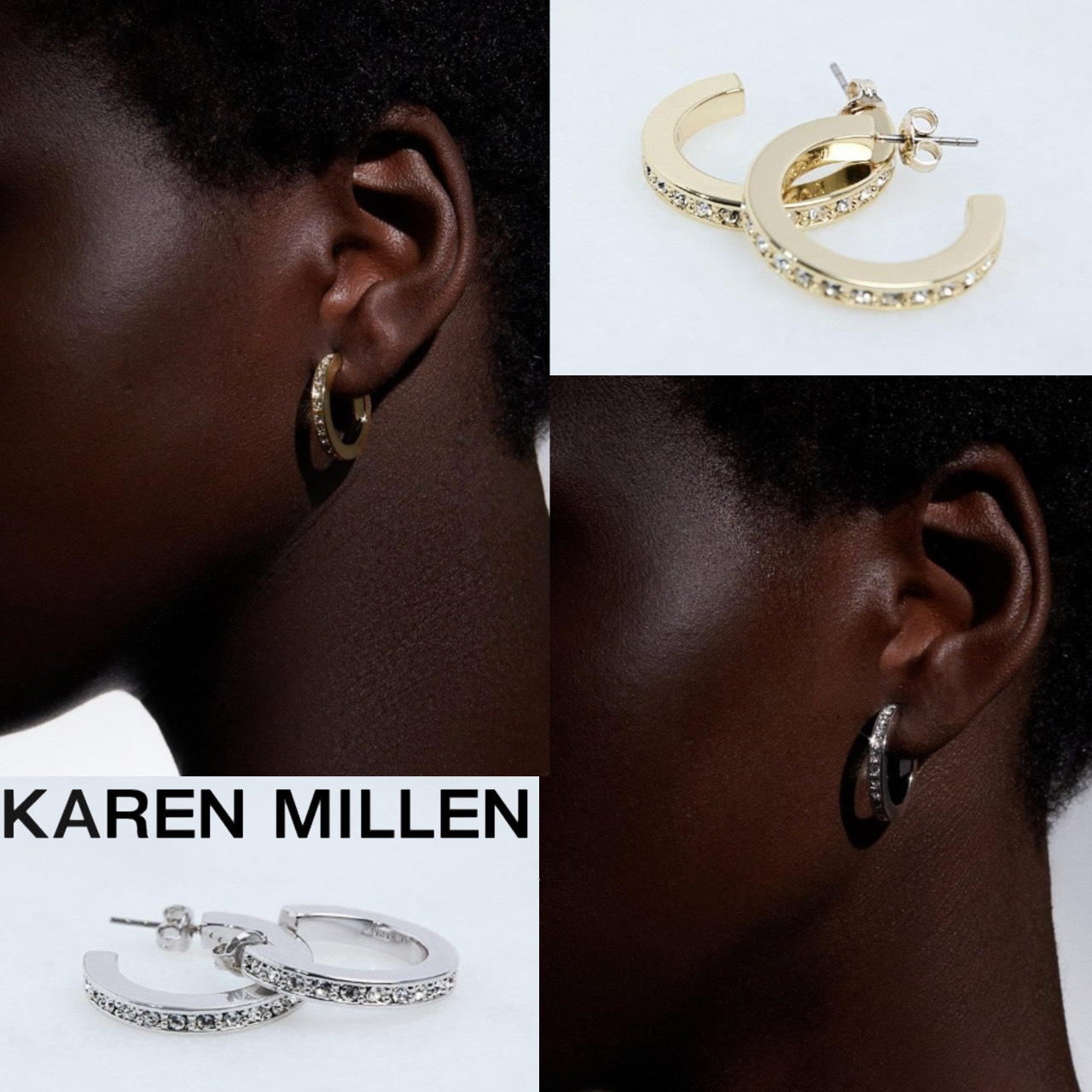 【KAREN MILLEN】クリスタル スモール フープ ピアス 関税込