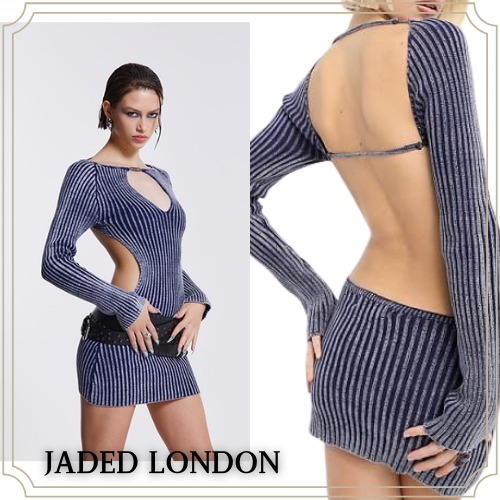【JADED LONDON】リブニット バックレスミニドレス