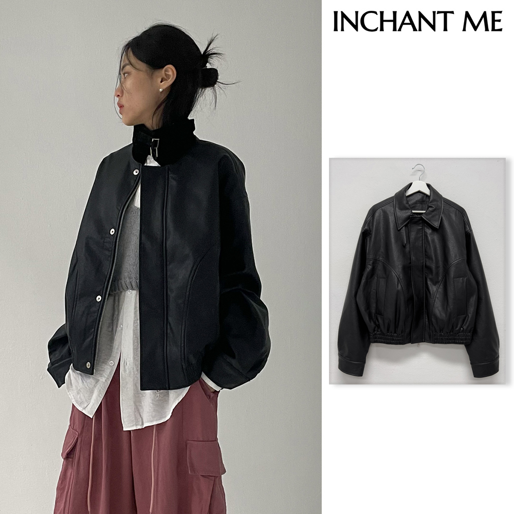 【INCHANT ME】[unisex] Lereve High-Neck Over Fit Leather BZ