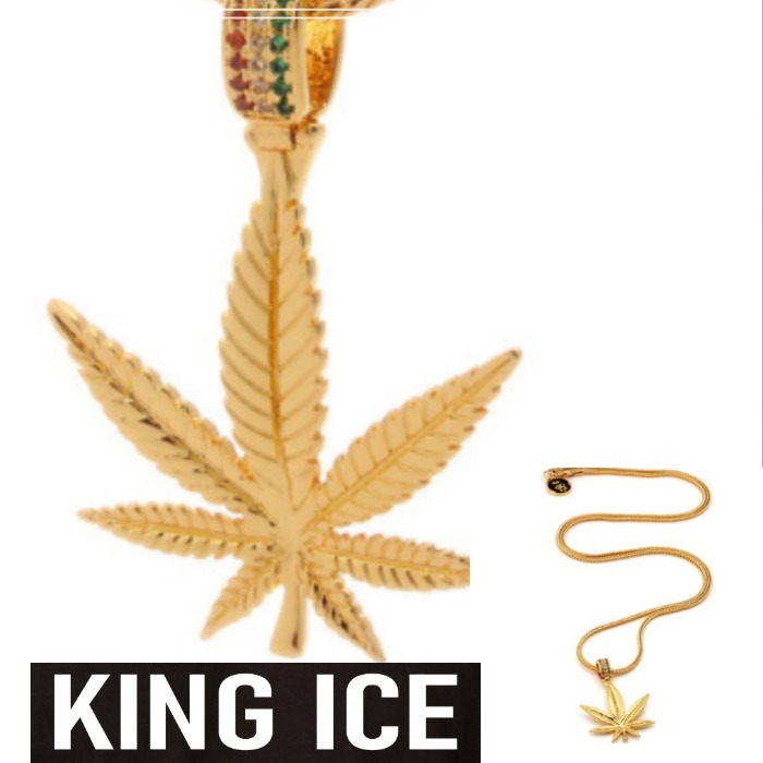 【King Ice】X Snoop Dogg The Weed Leaf ネックレス King Ice x Snoop Dogg Jungle Julz Weed Leaf Gold Necklace