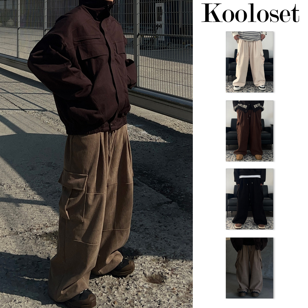 【KOOLOSET】Corduroy Cargo Balloon Banding Pants
