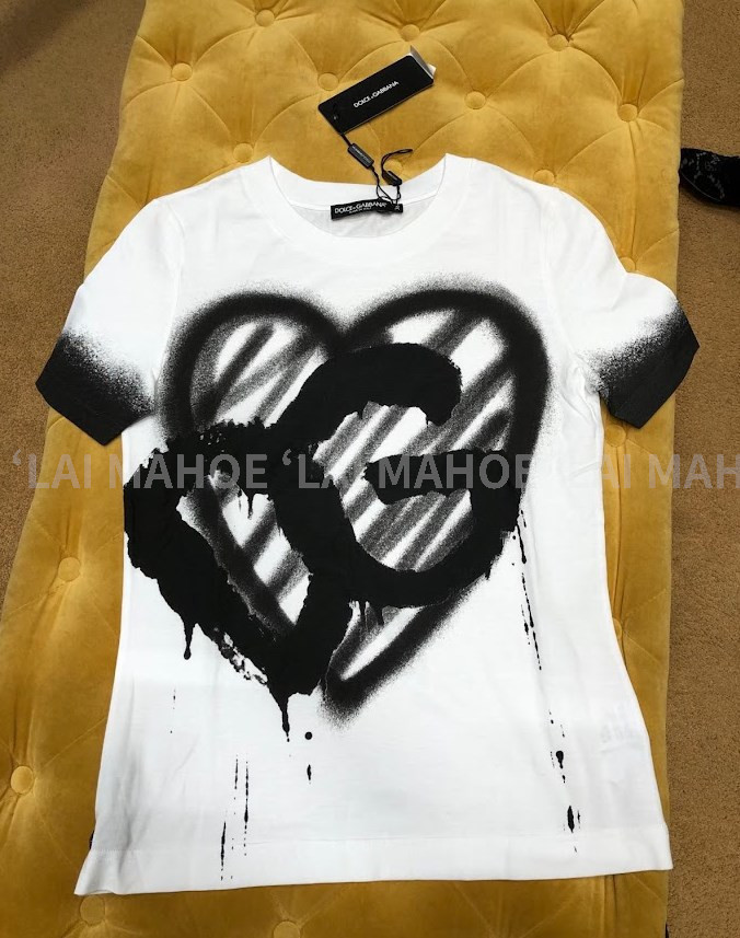 DOLCE&GABBANA レディース コットン ハートロゴ Tシャツ