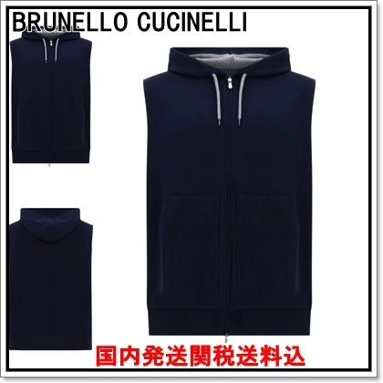 BRUNELLO CUCINELLI コットンブレンドノースリーブフーディー