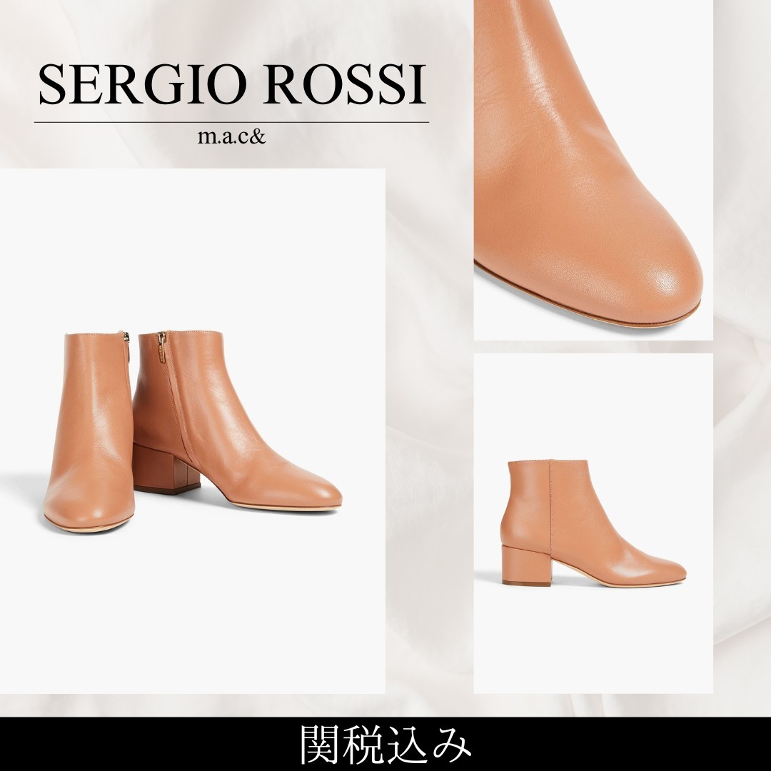 関税込み【SERGIO ROSSI】Nebbia レザー アンクルブーツ