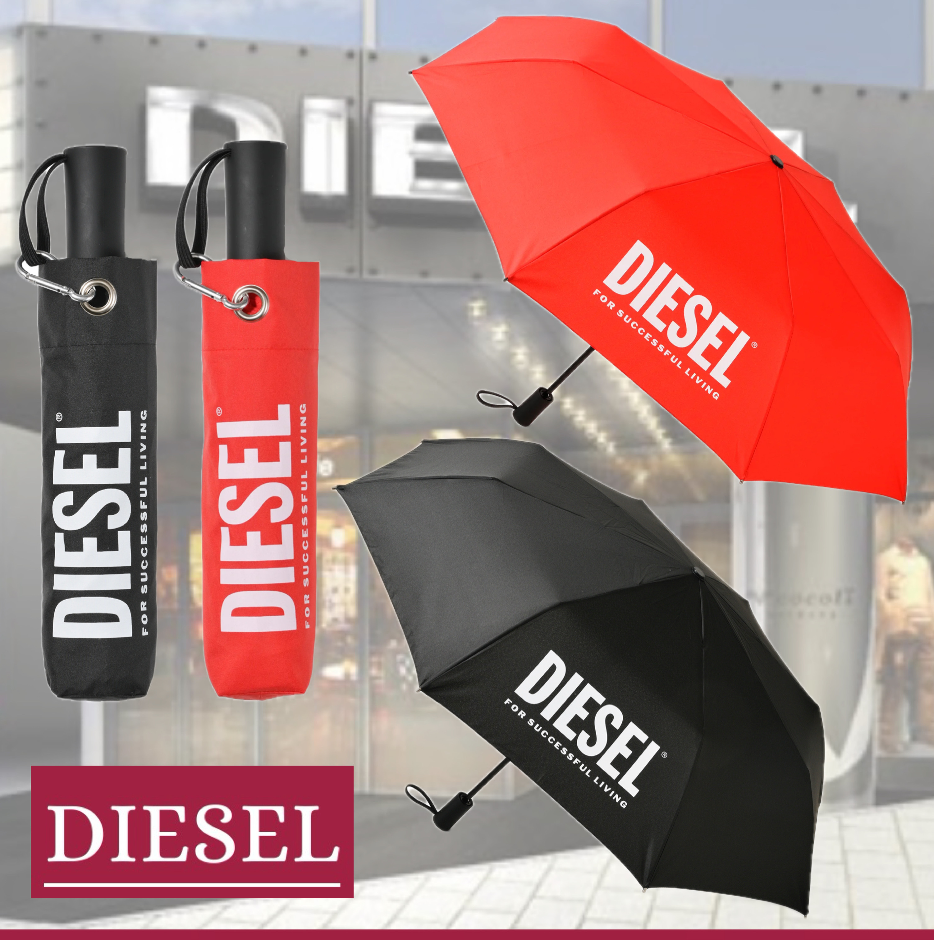 【ギフトに】DIESEL『Folding Umbrella 折りたたみ傘』送料込