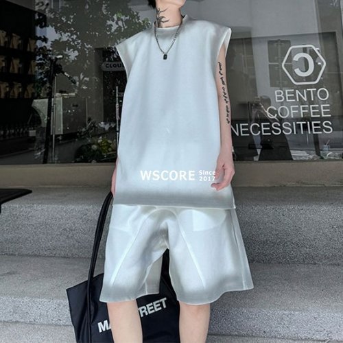 セットアップ メンズ ノースリーブべスト+ショートパンツ 2色