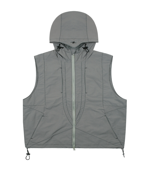 アウターその他 XTONZ XJ109 Star Stitch Hooded Nylon Vest GRAY XJ109GR