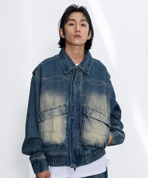 アウターその他 XTONZ XJ95 Colton Stitch Washed Denim Jacket SAND BLUE XJ95S