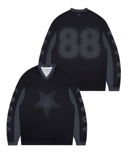 トップスその他 XTONZ XTT064 FINGER STAR JERSEY LONG SLEEVE BLACK XTT064BK