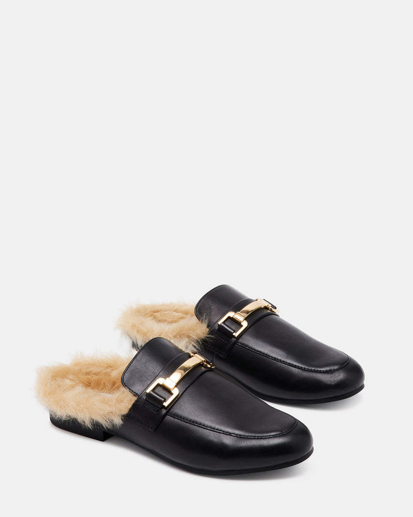 Steve Madden 】クロエ ブラックレザー ミュール (Steve Madden