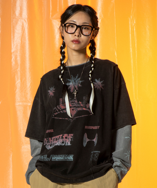 トップスその他 XTONZ XTT101 Wade Layered Long Sleeve BLACK XTT101BK