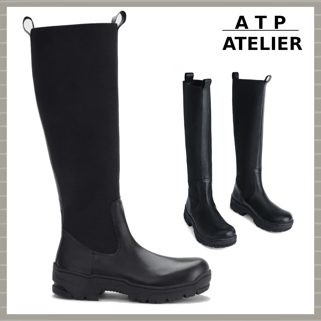 【ATP Atelier】CAORLE ブラック レザー ニーハイブーツ