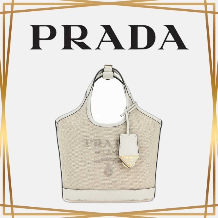 関税送料無料 PRADA ロゴプリント ミニバケットバッグ