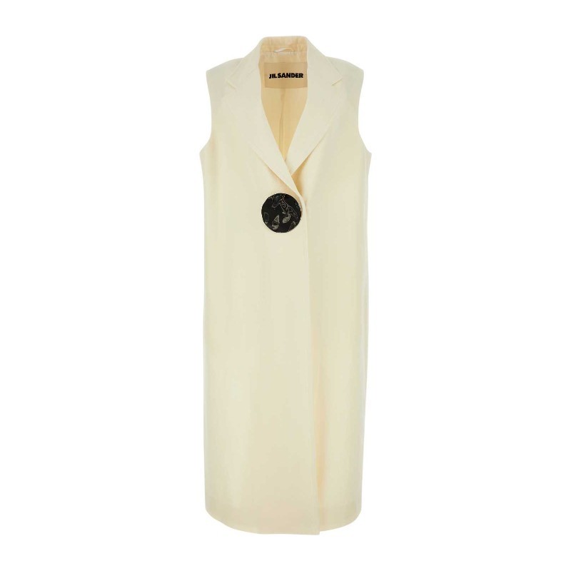 ベスト・ジレ Jil Sander Ivory viscose blend sleeveless overcoat
