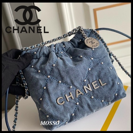 【大人のデニムスタイル】CHANEL22 パール ミニショルダーバッグ