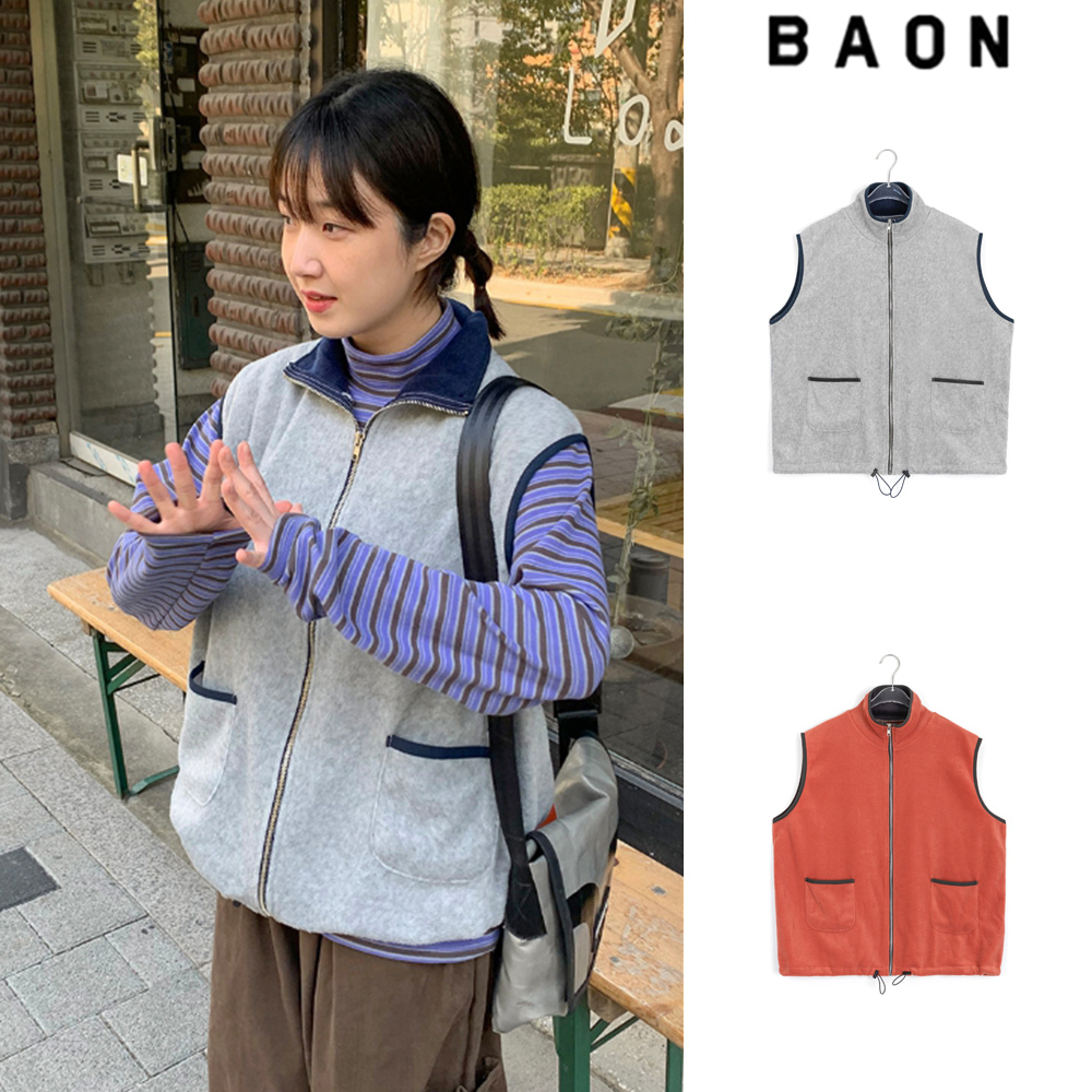【BAON】24FW★ [BAONHAUS] Sylph Color Matching Fleece Vest