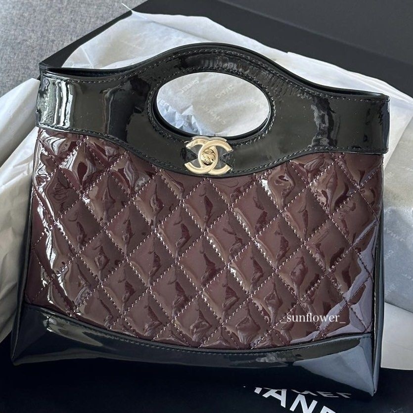 シャネル CHANEL31 ショッピングバッグ パテント ブラウン