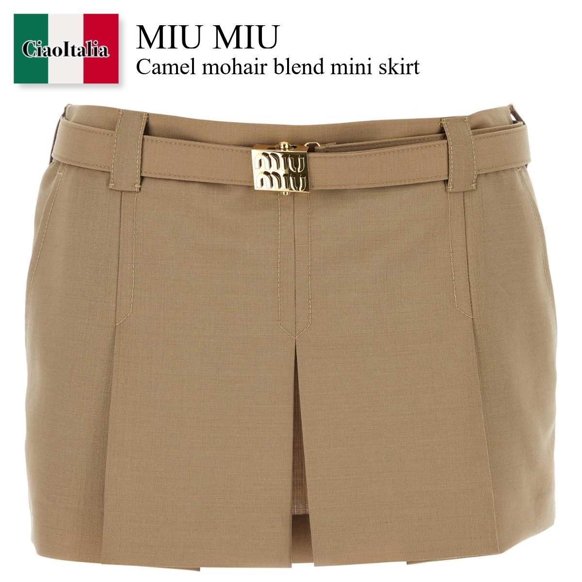 ミニスカート Miu Miu Camel Mohair Blend Mini Skirt