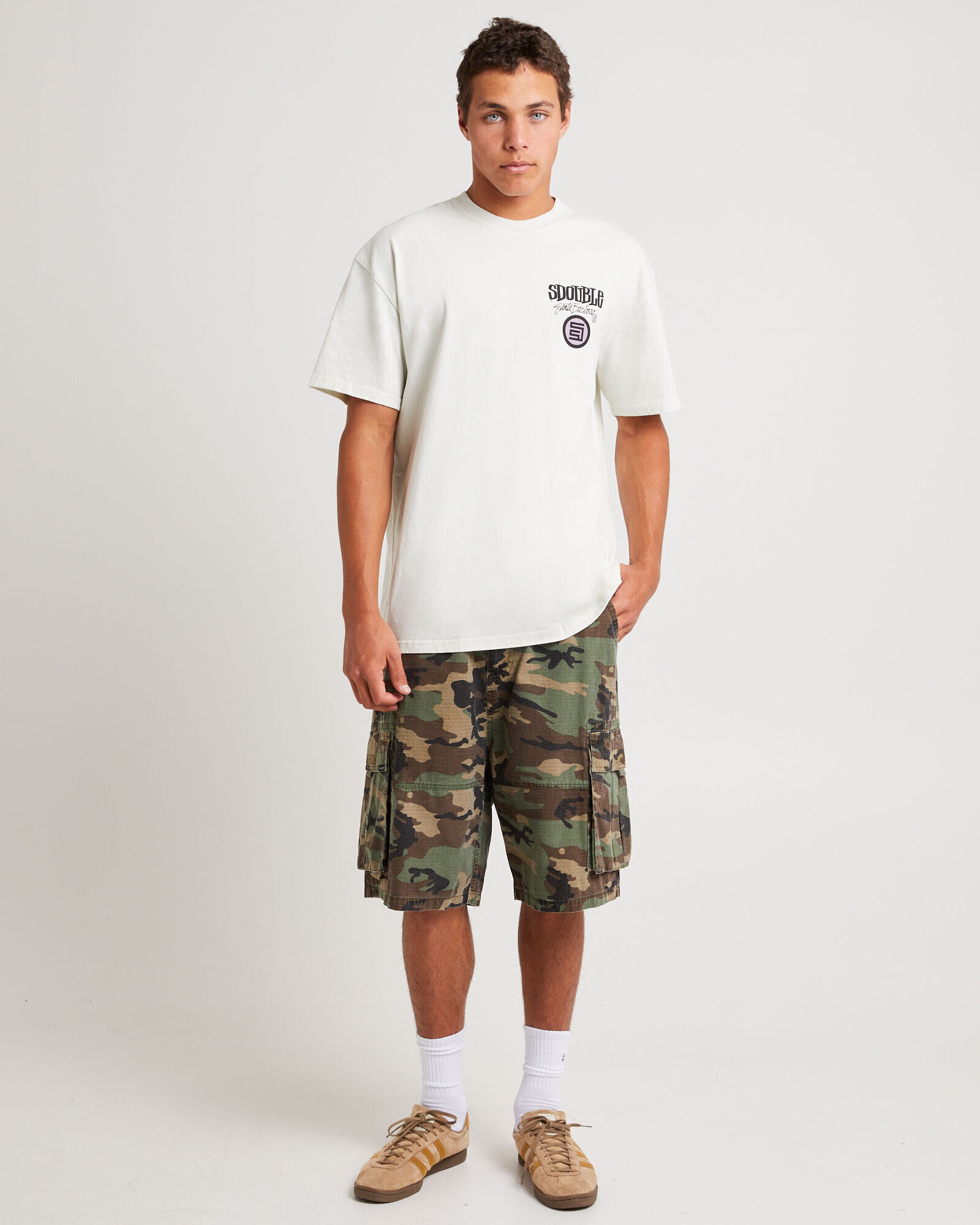 S-DOUBLE Stussyステューシー Combo Platter 半袖ロゴTシャツ