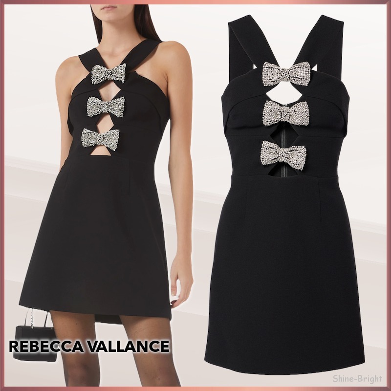 ＜関税込＞Rebecca Vallance＊リボンビジューホルターミニドレス