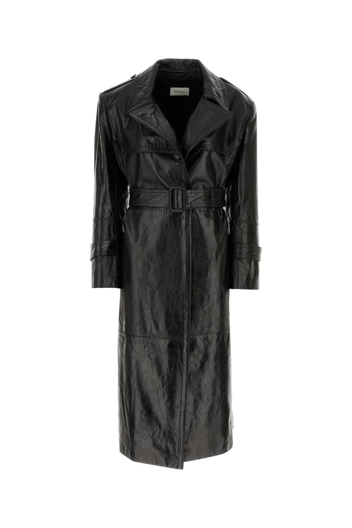 【送料&関税込】SportMax Black Nappa Leather Alfeo1234 Trenc