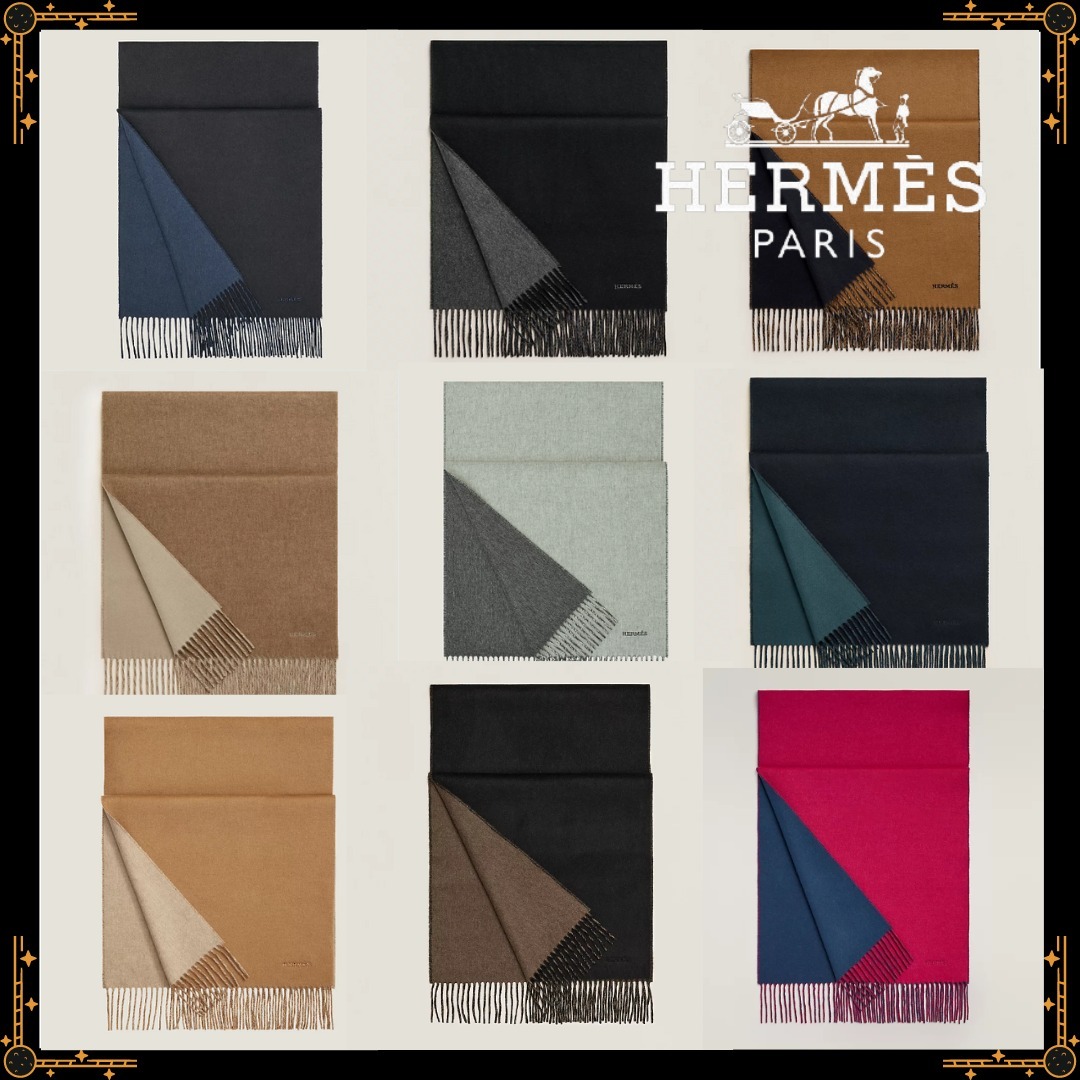 【シンプルで使いやすい】HERMES - カシミヤマフラー