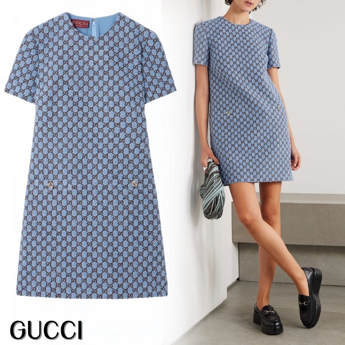 《時代を超えたエレガンス》【GUCCI】刺繍ブークレ ミニドレス