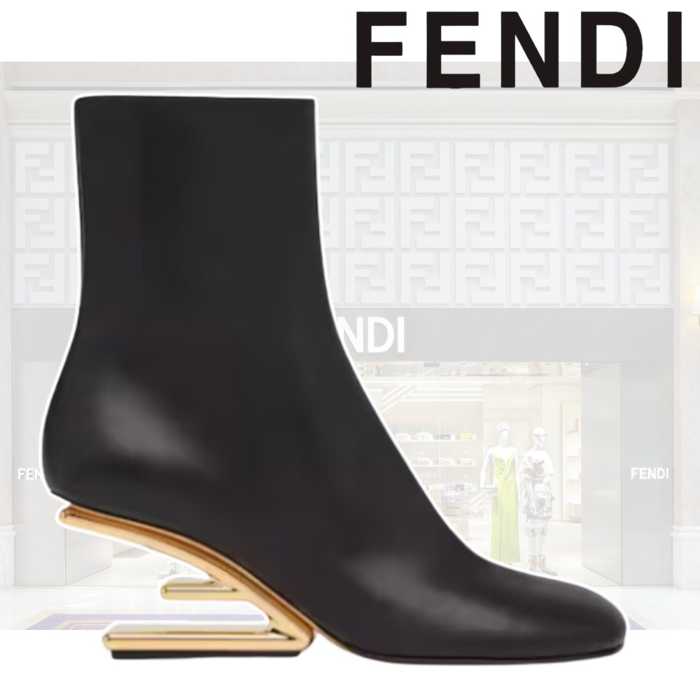 OUTLET【FENDI】BLACK☆First Fロゴヒール アンクルブーツ 70mm