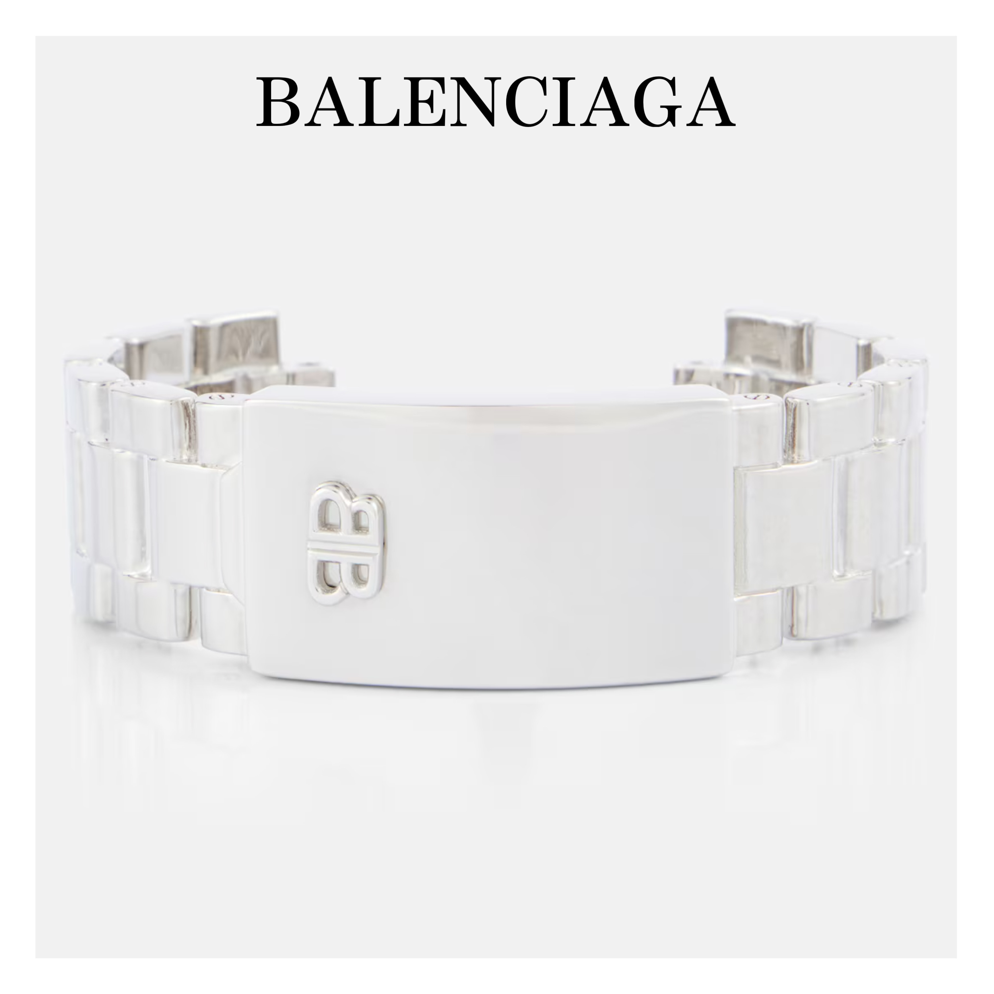ユニセックス*BALENCIAGA*シルバーバングル 24/7 ブレスレット