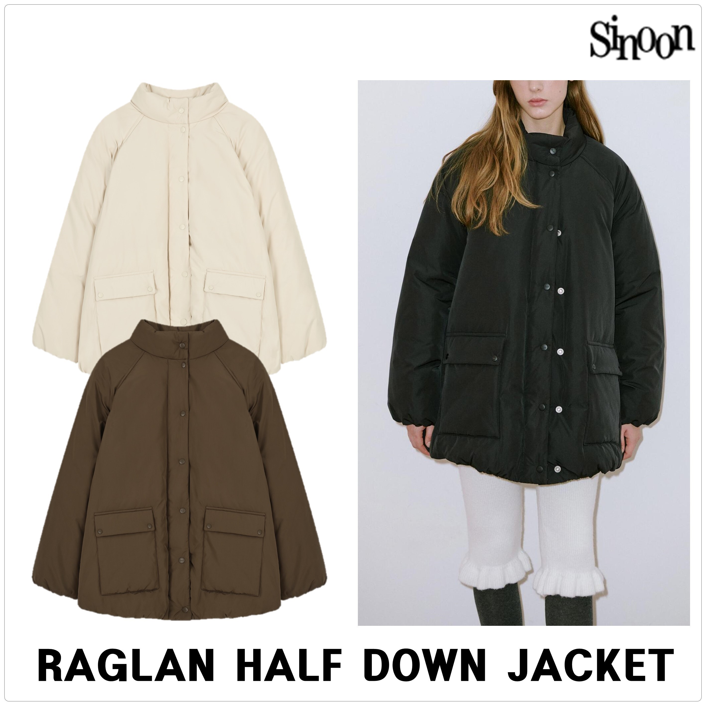 [Sinoon] RAGLAN HALF ダウン JACKET★新作・24AW★人気★韓国★