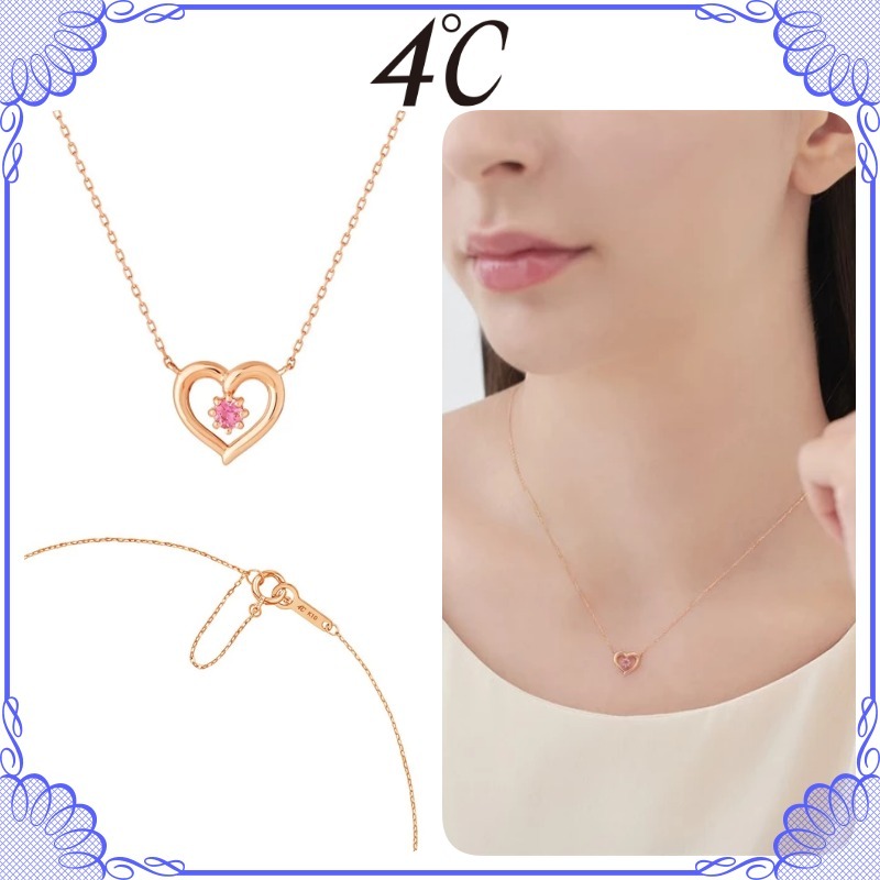 大人気!! 4℃ K10 ピンクゴールド ハートモチーフ ネックレス