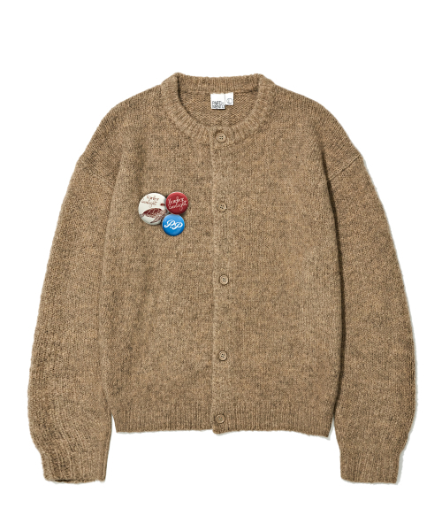 アウターその他 PARTIMENTO Badge gift alpaca mohair knit round cardigan beig