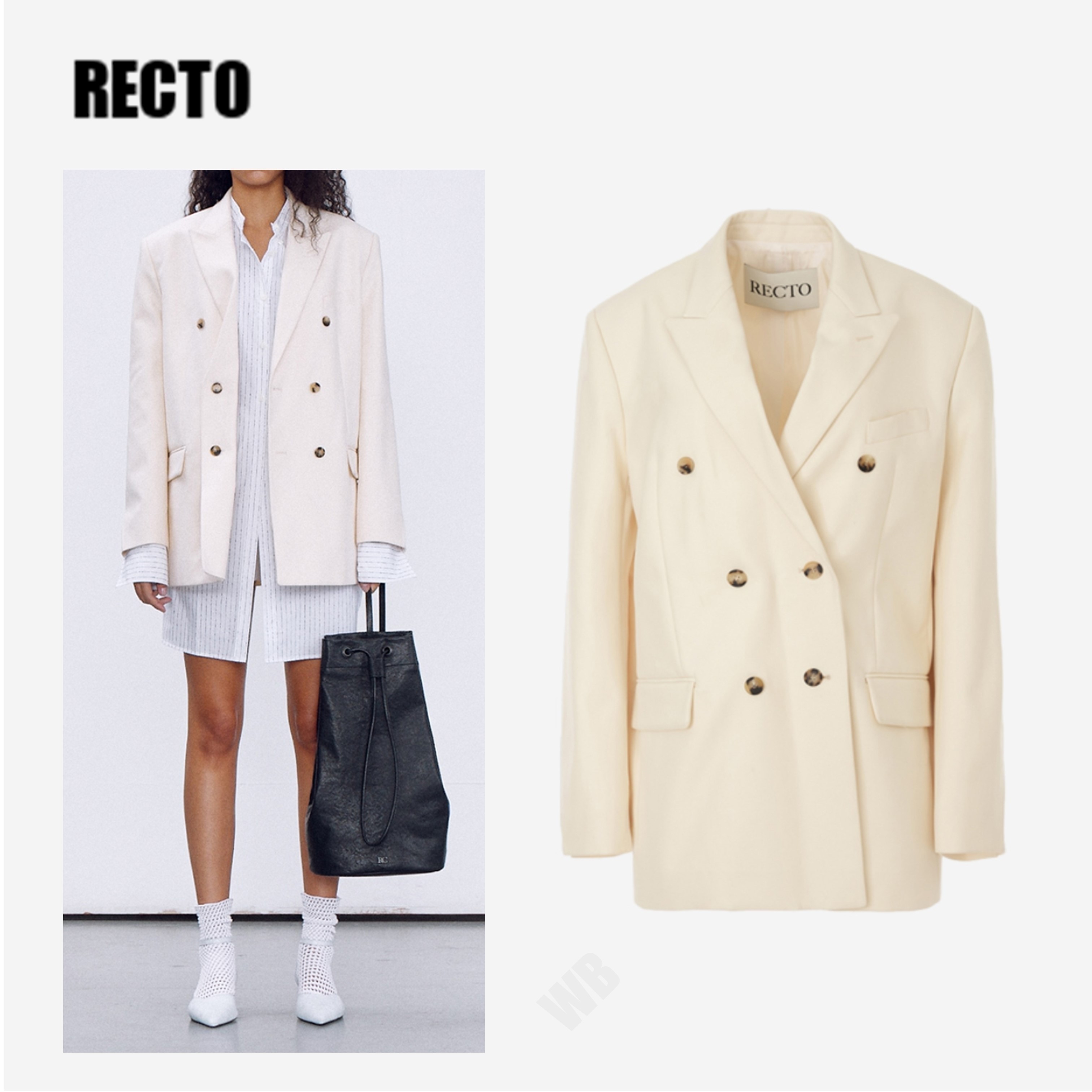 [RECTO] SOFIA DOUBLE BREASTED TAILORED JACKET CREAM ☆送料込