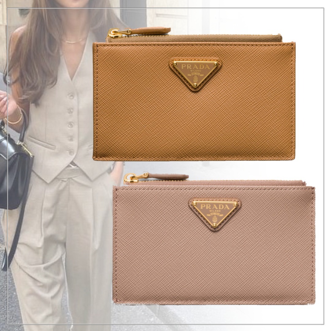 大人気 PRADA◆サフィアーノレザー カードホルダー 小銭入れ付