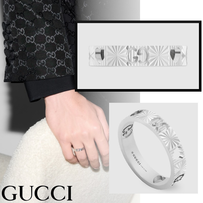 25新作 GUCCI アイコン 18K ハート リング ホワイトゴールド