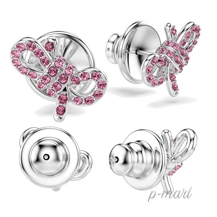 国内発*SWAROVSKI Lifelong Bow リボン パヴェクリスタル ピアス