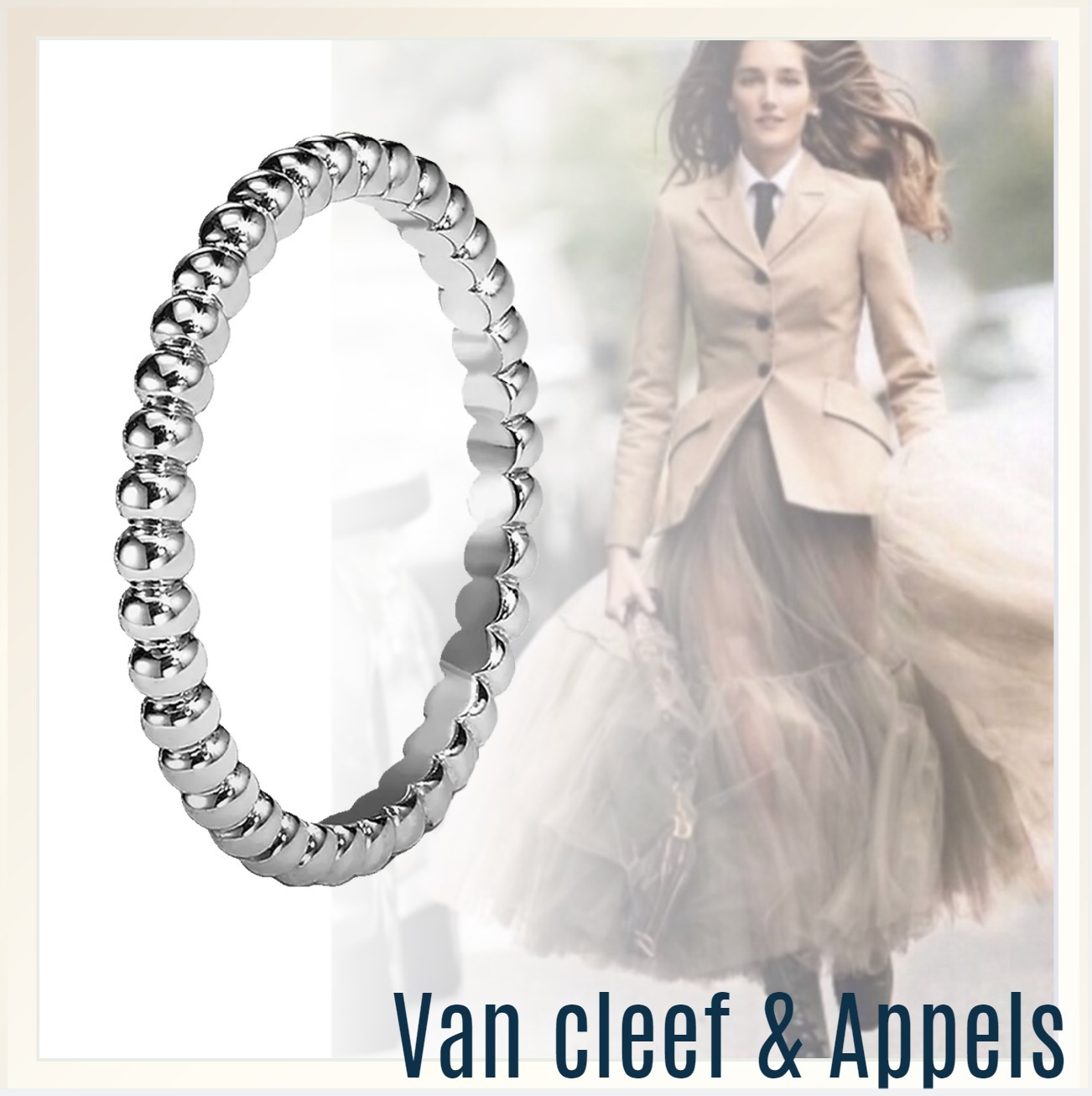 18Kの輝き《VAN CLEEF&ARPELS》Perlee ホワイトゴールド リング