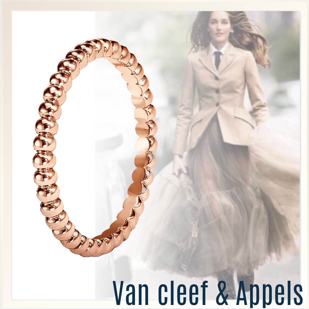 繊細に輝く《VAN CLEEF&ARPELS》Perlee ローズゴールド リング