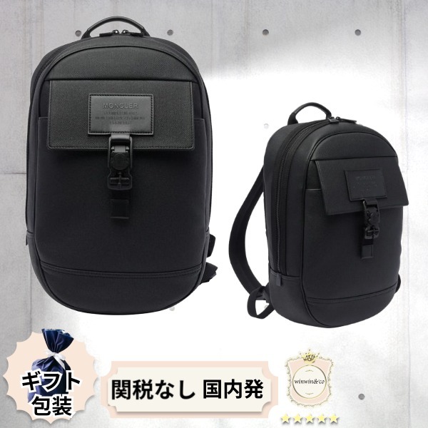 【完売必至】モンクレール 丸形のオールブラックバックパック