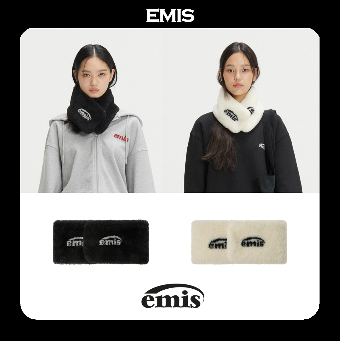 EMIS★韓国大人気 [24FW] LOGO JACQUARD FUR MUFFLER